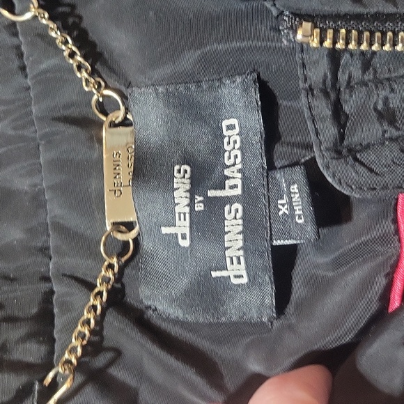 DENNIS BY DENNIS BRASSO Black Water Resistant Quilted Interior Coat Gold Buttons - Picture 2 of 15